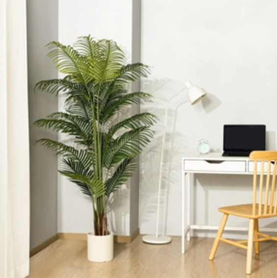 Artificial Plants, 6ft Fake Palm Tree, Pre Potted Faux Greenry Tree for Home Decor Office House Living Room Indoor Outdoor, Big Fake Plants Fake House Plants