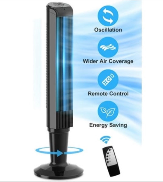 IFanze 36 Tower Fan for Bedroom Portable Space-Saving 60° Oscillating Cooling Fan with Remote 3 Speeds 3 Modes Quiet Bladeless Fan for Room Kitc