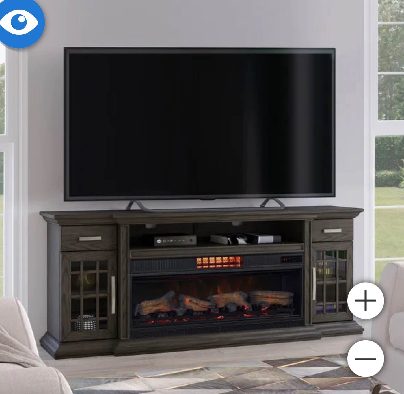 Tresanti Everett TV Console with ClassicFlame CoolGlow 2-in-1 Electric Fireplace and Fan, Brown
