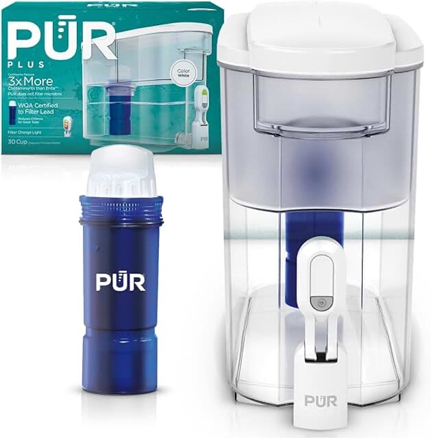 PUR PLUS 30-Cup Water Filter Dispenser with 1 Lead-Reducing PUR PLUS Filter  White  DS1811Z