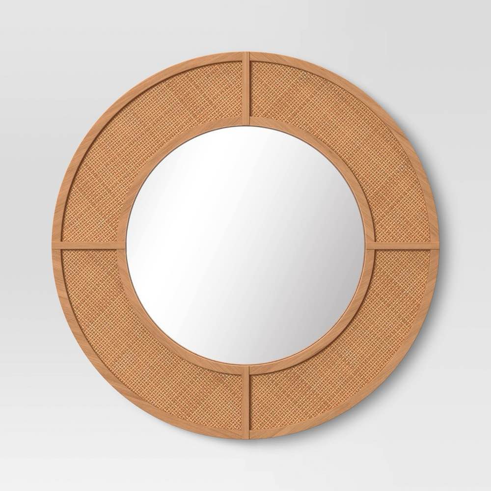 28" Caning Round Wall Mirror Natural - Threshold™