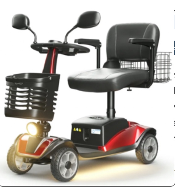 SACVON Upgrade 4 Wheel Mobility Scooter for Seniors, Foldable Powered Mobile Wheelchair for Adult 330lbs, Red