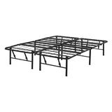 Amazon Basics Sturdy Heavy-Duty Non-Slip Platform Bed Frame Queen Size Storage, Steel Slat Support, Noise Free, Easy Assembly, 14 Inch Black
