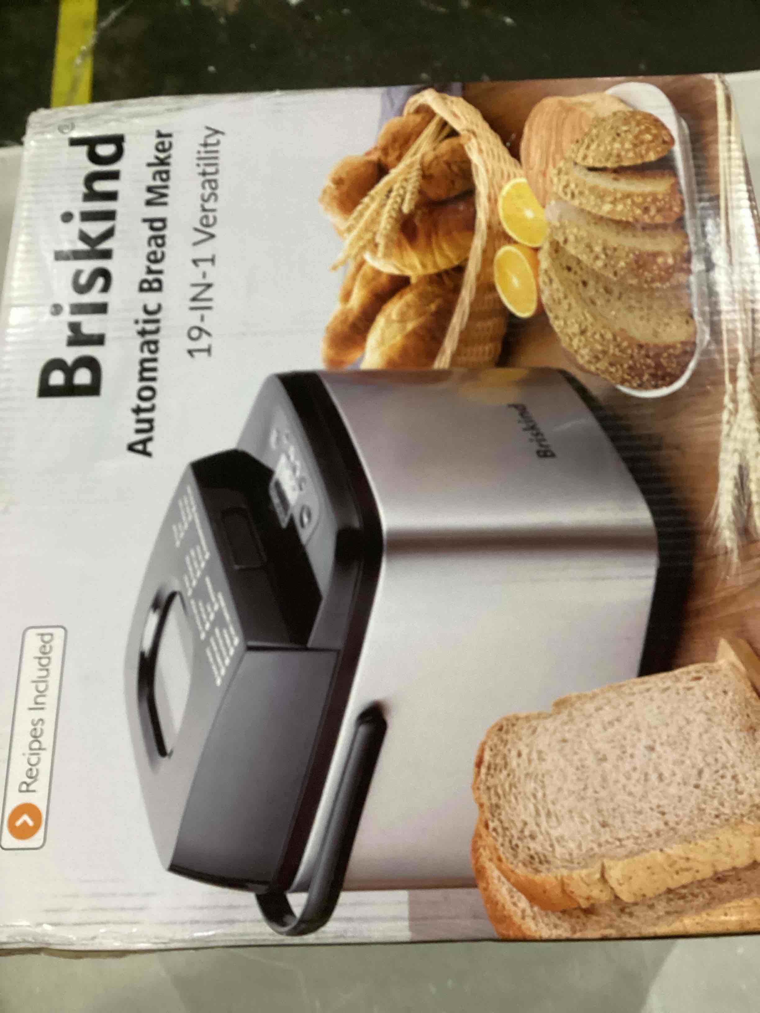 Briskind 19in1 Compact Bread Maker Machine, 1.5 lb / 1 lb Loaf Small
