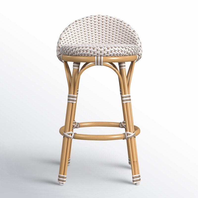 Ellie Rattan and Metal Low Back Counter Stool