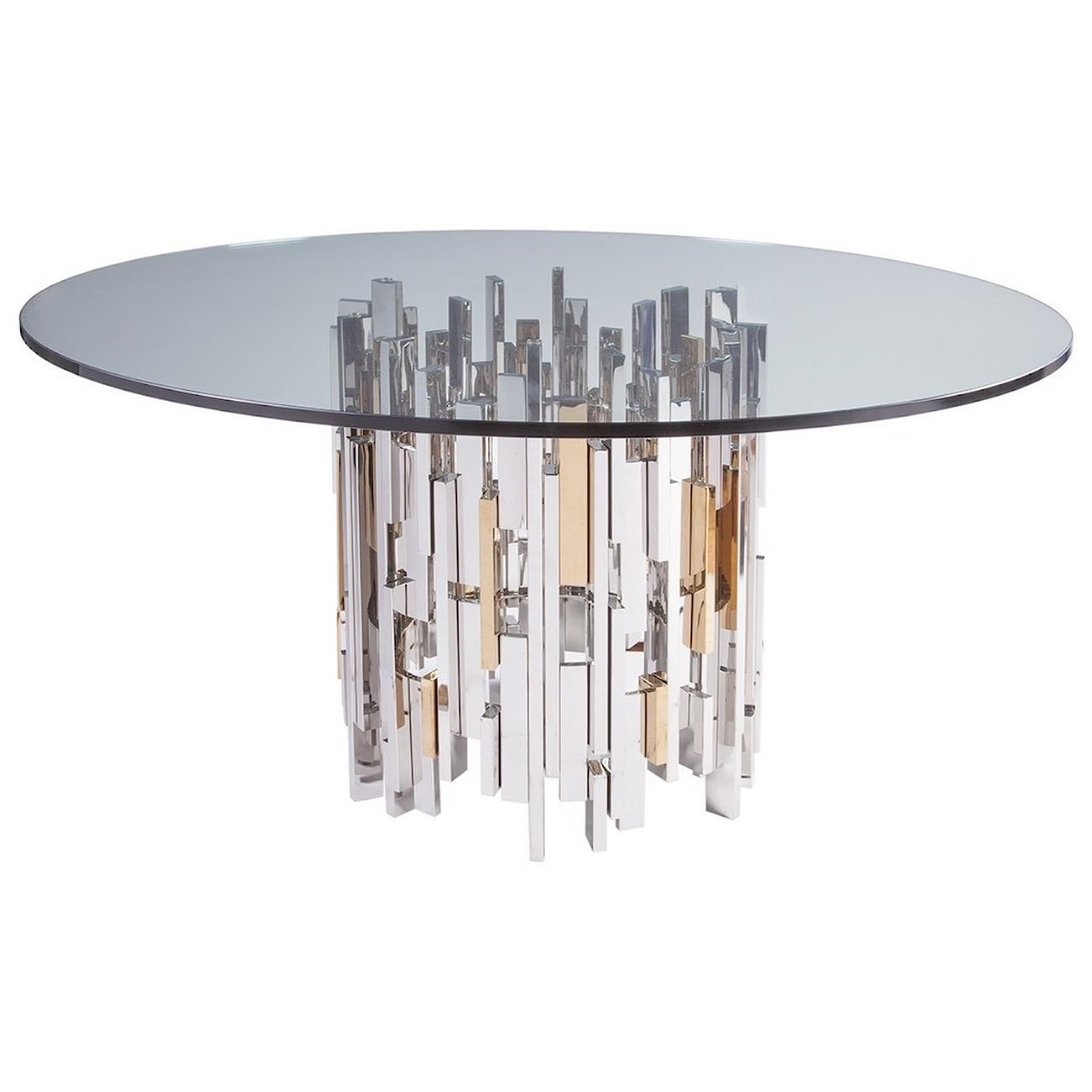 Cityscape Round Dining Table With 60 Inch Glass Top