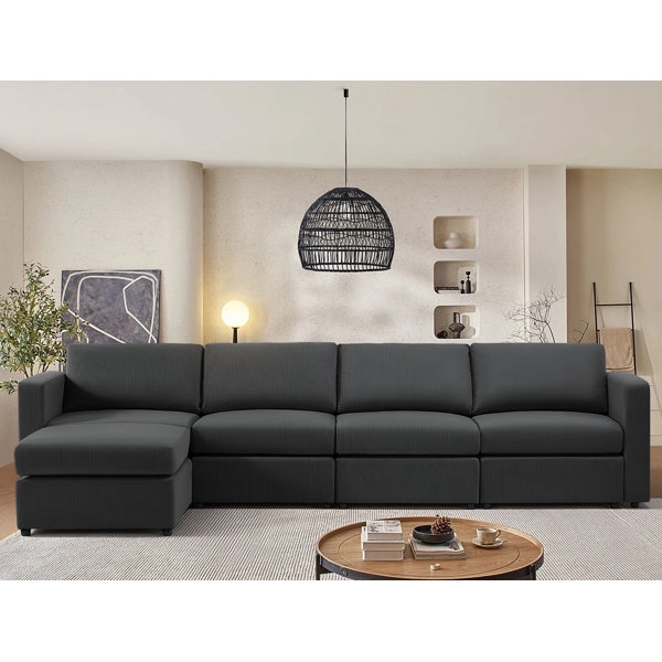 ((INCOMPLETE ONLY PART)) 6 - Piece Corduroy Sectional