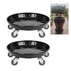 SIAMO Heavy Duty Plant Caddies with Wheels 16 Inches 2 Pcs - Rolling Plant Stand with Wheels Planter Caddy Round Flower Pot Mover Plant Dolly Holder Planter Trolley Casters 2.black - 16 Inch - 2pcs