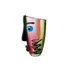 Yao Yuan Murano-Style Art Glass Vase with a Face - 12.6" Tall Mouth-Blown Artistic Sculpture with Vibrant Colors & Accents - Rich Colored Home Décor