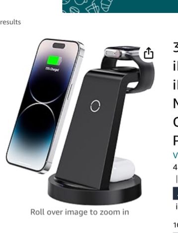 3 in 1 Charging Station for iPhone, Wireless Charger for iPhone 14 13 12 11 X Pro Max & Apple Watch - Charging Stand Dock for AirPods