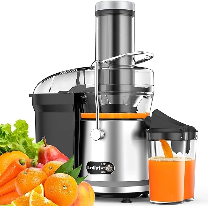 Juicer Machine, 1200W Juicer with 3" Feed Chute for Whole Fruits and Veg, Dual Speeds Centrifugal Juice Extractor, High Juice Yield, Full Copper Motor, Easy to Clean, BPA Free