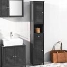 Haotian FRG236-DG, Dark Grey Floor Standing Tall Bathroom Storage Cabinet with Shelves and Drawers, Linen Tower Bath Cabinet, Cabinet with Shelf
