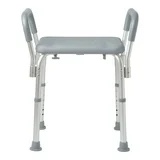 Medline Bath Bench with Arms, Shower or Bathtub Stool, Height Adjustable, Tool-Free Assembly, 350 lb. Weight Capacity, Gray