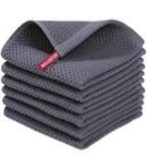 Homaxy 100% Cotton Waffle Weave Kitchen Dish Cloths, Ultra Soft Absorbent Quick Drying Dish Towels, 12x12 Inches, 6-Pack, Dark Grey Dark Grey 12 x 12 - 6 Pack