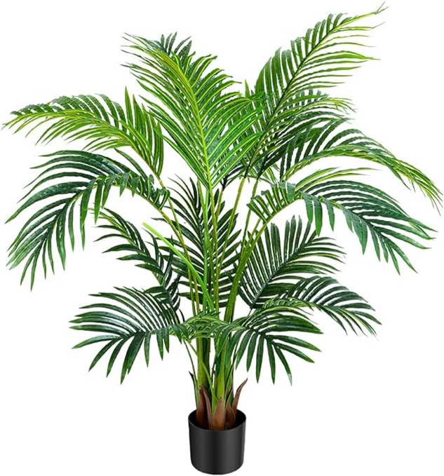 MOSADE Artificial Palm Tree 28â€_x009d_Fake Potted Areca Palm Plant with Handmade Seagrass Basket, Perfect Faux Tree Home Décor for Indoor Outdoor Office Porch Balcony Bedroom Bathroom Gift,2Pack