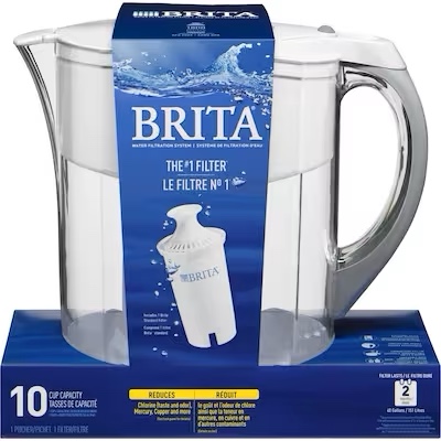 Brita Grand 10-cup White Plastic Water Filter Pitcher