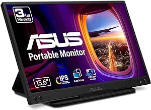 ASUS ZenScreen 15.6” 1080P Portable USB Monitor (MB166C) - Full HD, IPS, USB Type-C, , Tripod Mountable, Anti-Glare Surface, Protective Sleeve, 3-Year Warranty