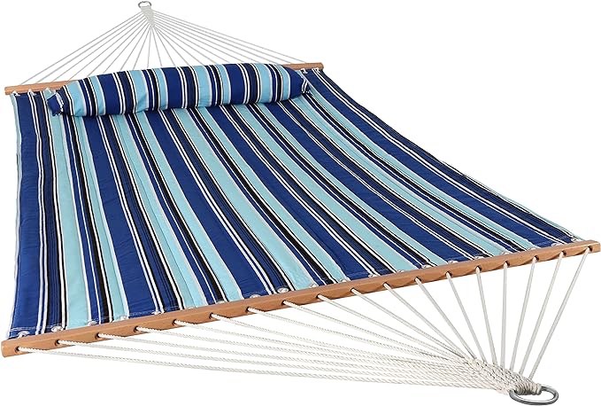 Sunnydaze Outdoor Quilted Fabric Hammock - Two-Person with Spreader Bars - Heavy-Duty 450-Pound Capacity - Canyon Sunset