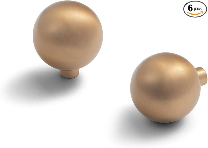 Goo-Ki Champagne Bronze Cabinet Knobs with 1.0''Dia, Zinc Alloy Cabinet Pull for Dresser,Wardrobe,Cupboard- Single knob 6 Pack…
