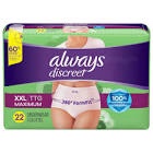 Always Discreet Adult Incontinence Underwear for Women  Size XXL  22 CT