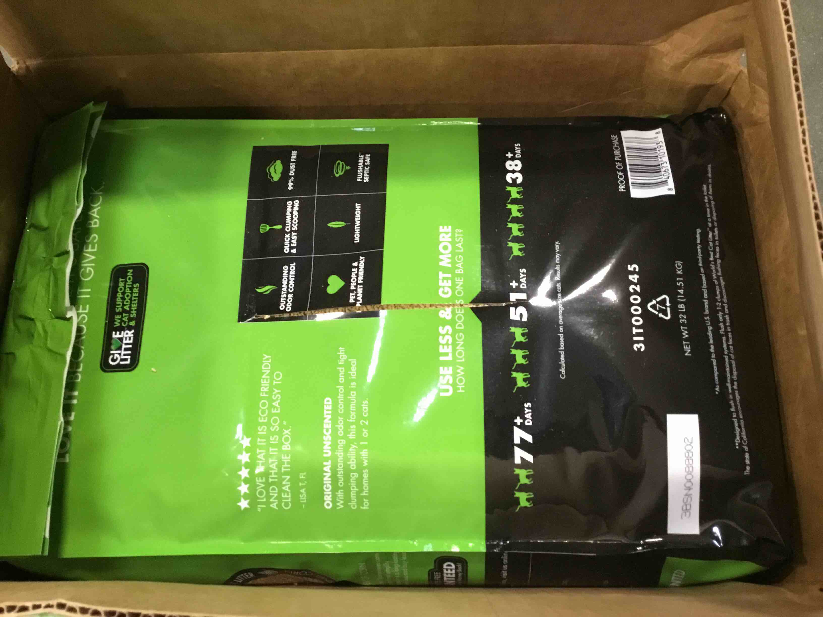 WORLD'S BEST CAT LITTER Original Unscented, 32Pounds