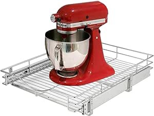 DINDON 1 Tier Pull Out Cabinet Organizer (20" W x 21" D) Heavy-Duty Metal Sliding Drawer Shelf, Slide Out Wire Basket for Kitchen Cabinets, Pantry, Bathroom, Chrome Finishâ€¦â€¦