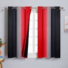Estelar Textiler Ombre Red and Black Curtains 45 Inch Length 2 Panels, 100% Blackout Curtains for Living Room, Grommet Thermal Insulated Drapes, Full Light Blocking Curtains for Bedroom, 42x45 Inch