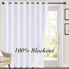PrinceDeco 100% Blackout Linen Look Patio Door Curtain 84 Inches Long Extra Wide Thermal Insulated Grommet Curtain Drapes for Living Room/Sliding Glass Door,W100 x L84 inch, Pure White