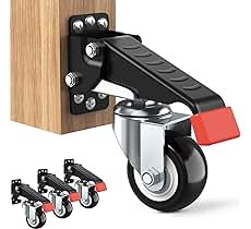 Ronlap Workbench Casters Kit 660 Lbs Capacity, 2.5" Heavy Duty Retractable Casters 4 Pack, Side Mounted Adjustable Table Stepdown Casters