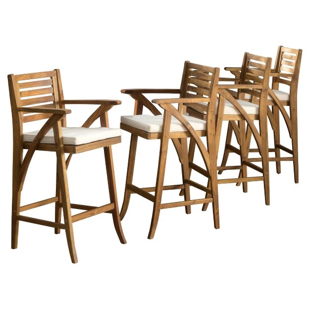 Hermosa 2-Piece Acacia Wood Patio Barstools - Christopher Knight Home