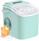 Countertop Ice Maker, 9 Cubes Ready in 6 Mins, 26lbs in 24Hrs, Self-Cleaning Ice Machine with Ice Scoop and Basket, 2 Sizes of Bullet Ice for Home Kitchen Office Bar Party(Green)