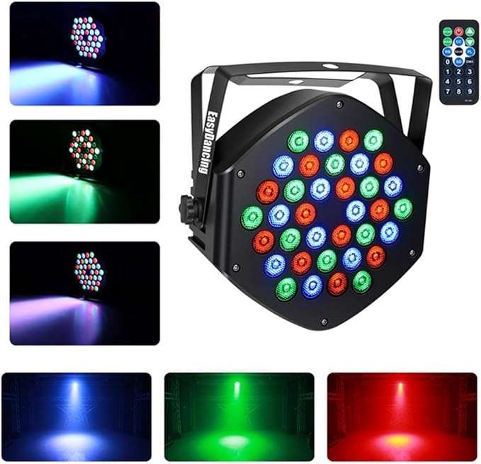 Par Lighting for Stage, 36x1W LED RGB 7 Channel with Remote for DJ KTV Disco Party (1 PCS)