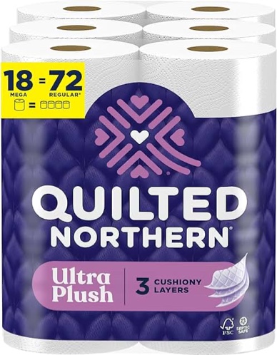 Quilted Northern Ultra Plush Toilet Paper, 18 Mega Rolls = 72 Regular Rolls