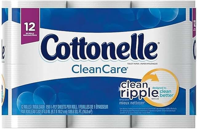 Cottonelle Ultra Soft Toilet Paper 1-Ply 165 Sheets/Roll 12/Pack