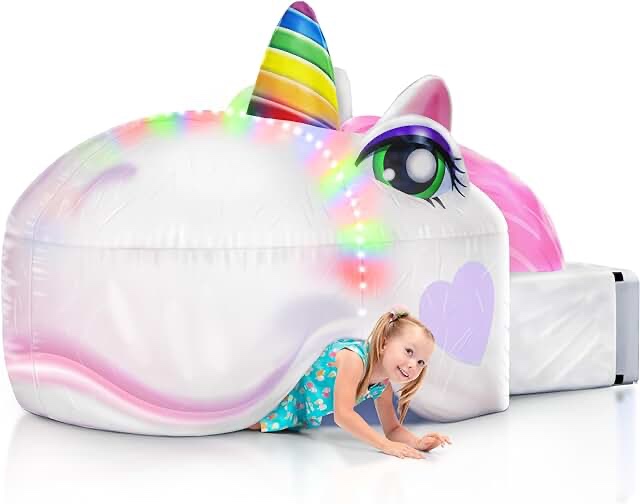 Light-Up Air Tent, Inflatable Blow Up Tent - Unicorn Toys, 30 Seconds Setup - Kids Toys, Age 3 4 5 6 7 8 Years Old - Fort Building - Birthday Gift Idea for Boys and Girls Ages 4-6 (Unicorn)