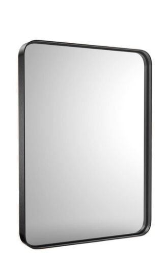 Modern 40 in. W x 30 in. H Rectangle Black Framed Bathroom Vanity Mirror Wall Mirror with Rounded Corners