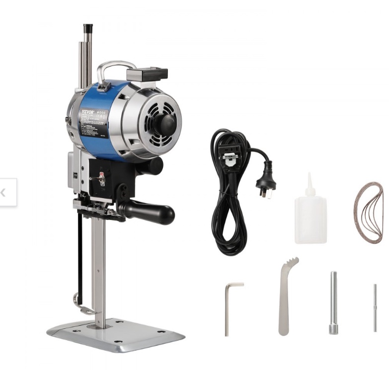 VEVOR Fabric Cutter, 750W High-Speed Straight Knife Cloth Cutting Machine, 9.8" Alloy Steel Blade, Industrial Fabric Cutting Machine with Automatic Knife Sharpen, for Multilayer Fabric Leather Cloth