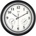 BEW Large Outdoor Clock for Patio, 18 Inch Retro Waterproof Outdoor Clocks with Thermometer Combo, Silent Battery Operated Pool Clock (Black-Silver) Black Silver 18 Inch