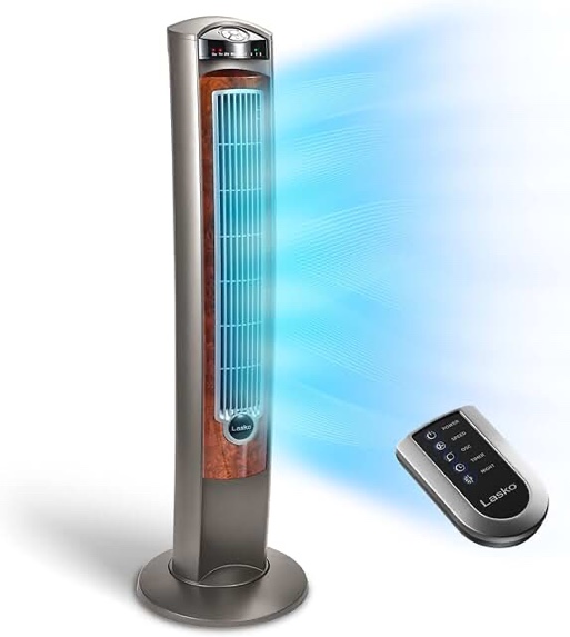 Lasko 42  Wind Curve Tower Fan with Nighttime Setting  Timer and Remote  Silver  T42951  New