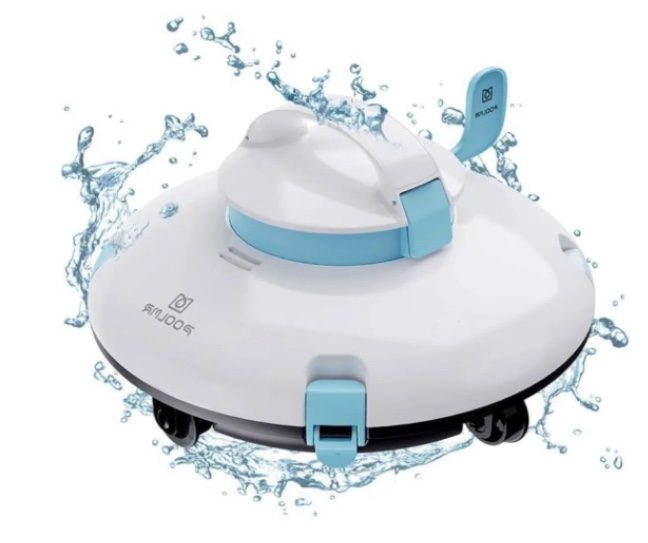 Cordless Robotic Pool Cleaner - Above Ground Pool Vacuum - 140 Mins Lasting, 52 Ft/Min Speed, Dual-Motor, IPX8 Waterproof, Self-Parking, Pool Vacuum Cleaner for Flat Swimming Pools, Black