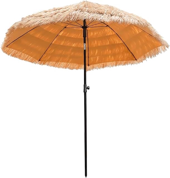 Funsite 8ft Tiki Umbrella Outdoor Patio Umbrellas with Tilt Hawaiian Tropical Palapa Beach Umbrella, UPF 50+ Thatch Hut Umbrella for Patios Backyard Pool