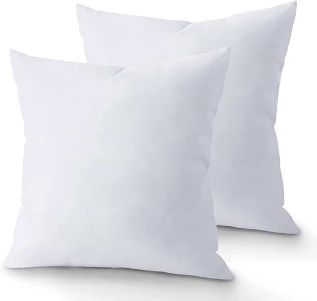 LANE LINEN 18 x 18 Throw Pillow Insert - Pack of 2 White Throw Pillows, Down Alternative Pillow Inserts for Decorative Pillow Covers, Throw Pillows for Bed, Couch Pillows for Living Room