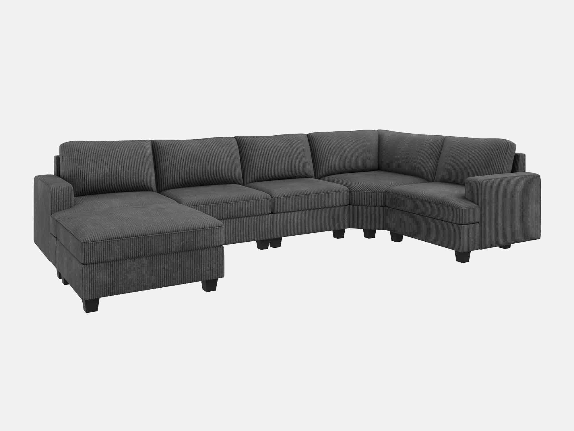 (INCOMPLETE, OTTOMAN SECTION ONLY) 6 Piece Modular Sectional Sofa With Storage Ottoman