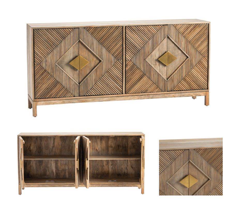 Crestview Collection Brookline Sideboard in Stained Brown CVFNR5050 Crestview Collection