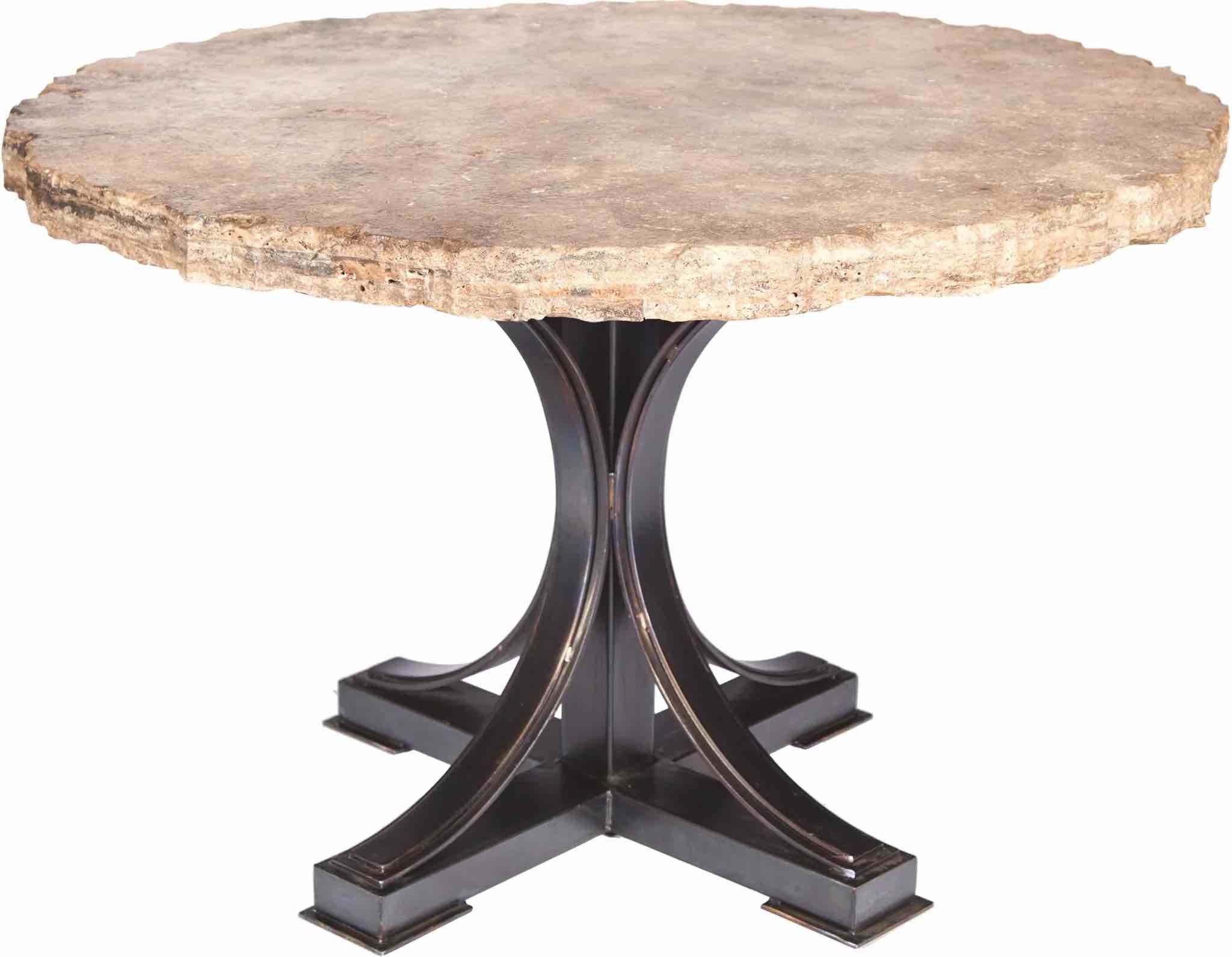 Winston Dining Table with 48"" Round Marble Top with Live Edge ... 2M5-F-527E