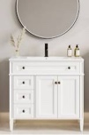 ((INCOMPLETE ONLE CABINET  ))Dayan 36" Freestanding Classic Bathroom Vanity with Ceramic Sink Top, Faucet, Eco-friendly Hand Paint