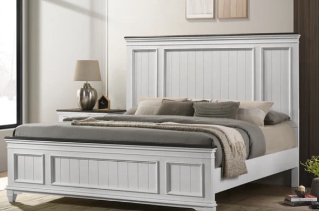((INCOMPLETE BOX 1 OF 2 )) Roundhill Furniture Clelane Shiplap Wood Panel Bed