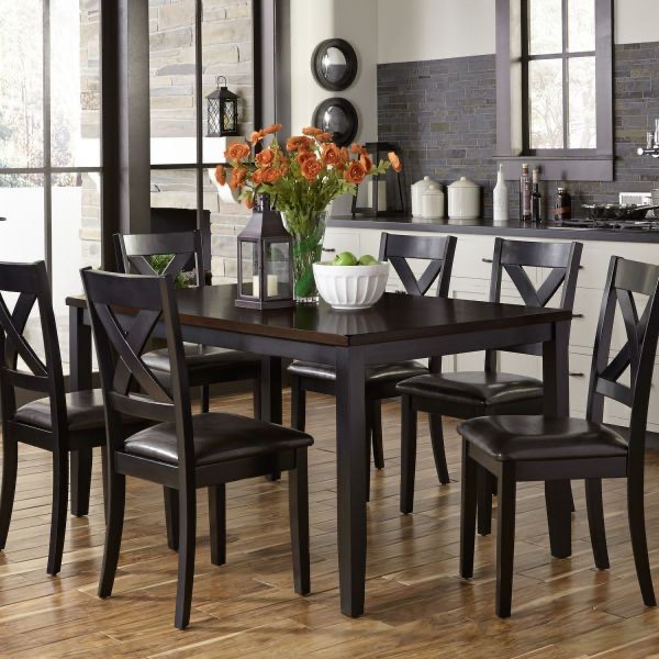 ((Incomplete)) Thornton II 7 Piece Rectangular Table Set In Black 464-CD-7RLS