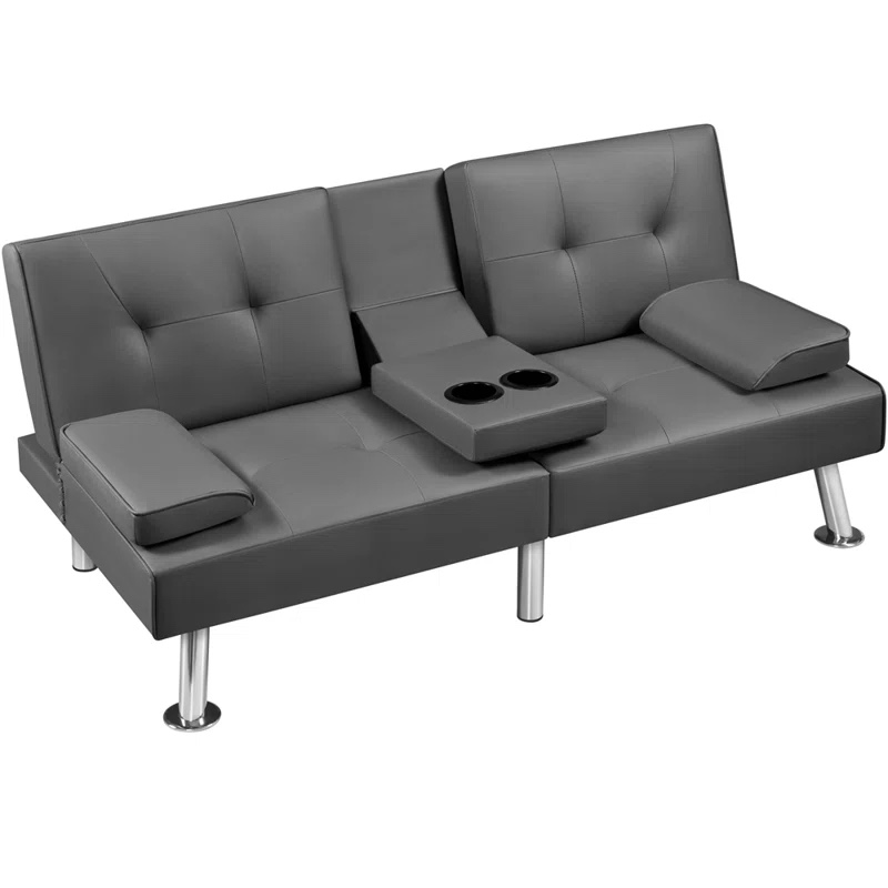 Janni Faux Leather Cushion Back Convertible Sofa with Cup (similar) incomplete
