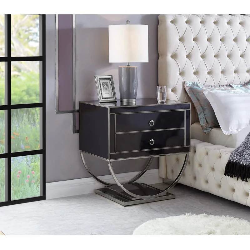 Le Glass Abstract 2 - Drawer End Table